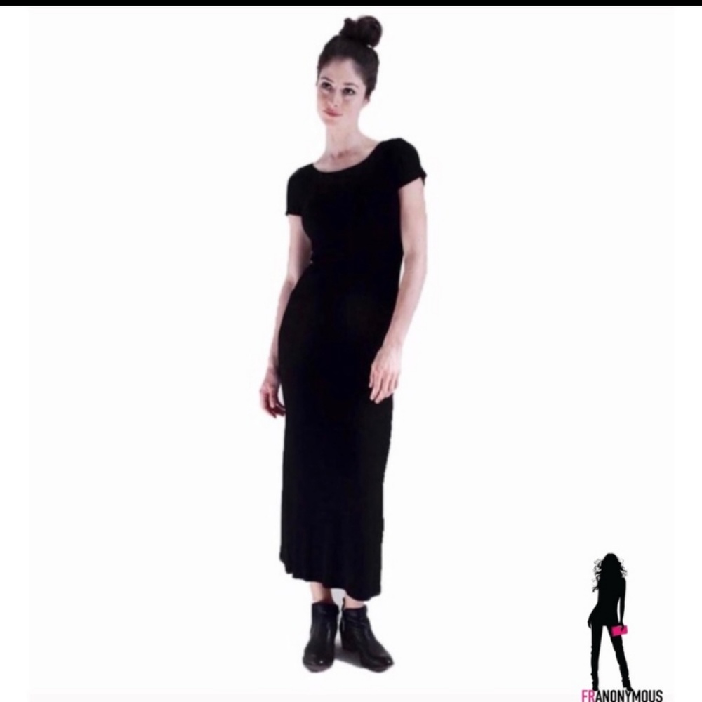 Atid Clothing Black Short Sleeve Maxi Dress